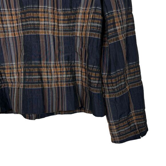 Kasper Blazer Size 12 Plaid Short Brown Blue Jacket Double Button Sportswear - Picture 7 of 9